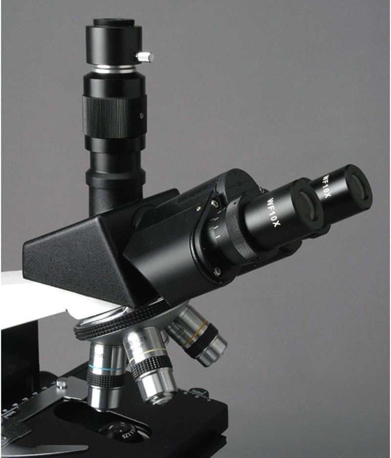 AmScope AmScope T490 Compound Trinocular Microscope WF10x Eyepieces 40X1000X Magnification Brightfield Halogen Illumination Abbe Condenser DoubleLayer Mechanical Stage Sliding Head HighResolution Optics  - Image 4