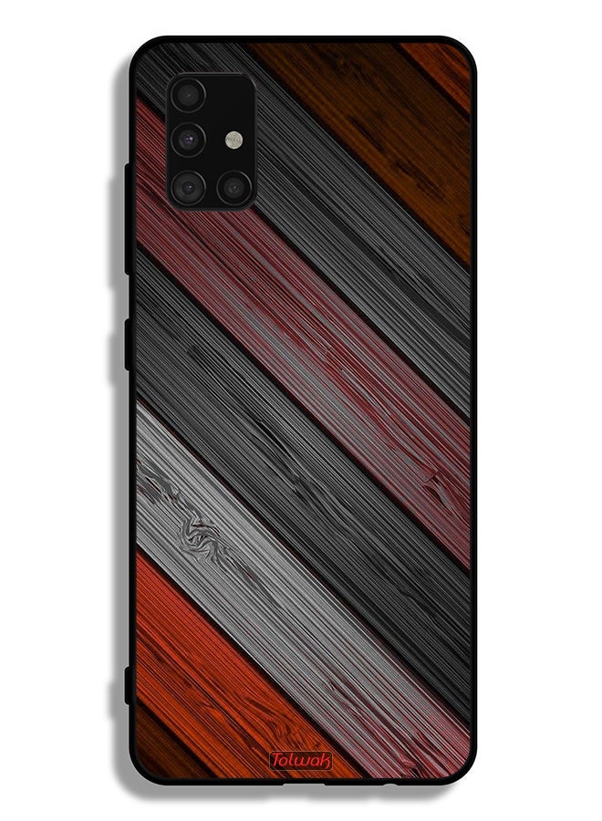 Tolwak Samsung Galaxy A51 4G Protective Case Cover Colored Wooden Pattern - Image 1