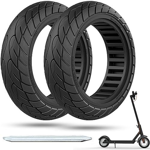 Cooryda 607065 Scooter Tire 10x250 Solid Scooter Tire 10 inch Electric Rubber Tubeless Wheels for Ninebot G30 Max G30D Front or Rear Replacement Tires 2pc Black - Image 1