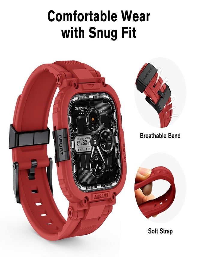 امباند أساور amBand متوافقة مع ساعات Apple Watch 9/8/7/SE (3/2/1)/6/5/4 بمقاس 45 مم/44 مم، غطاء حماية متين من سلسلة M1 Sport لساعات iWatch SE3/SE2/6/SE/5/4/3 بمقاس 44 مم و42 مم - لون أحمر مارسي - Image 4