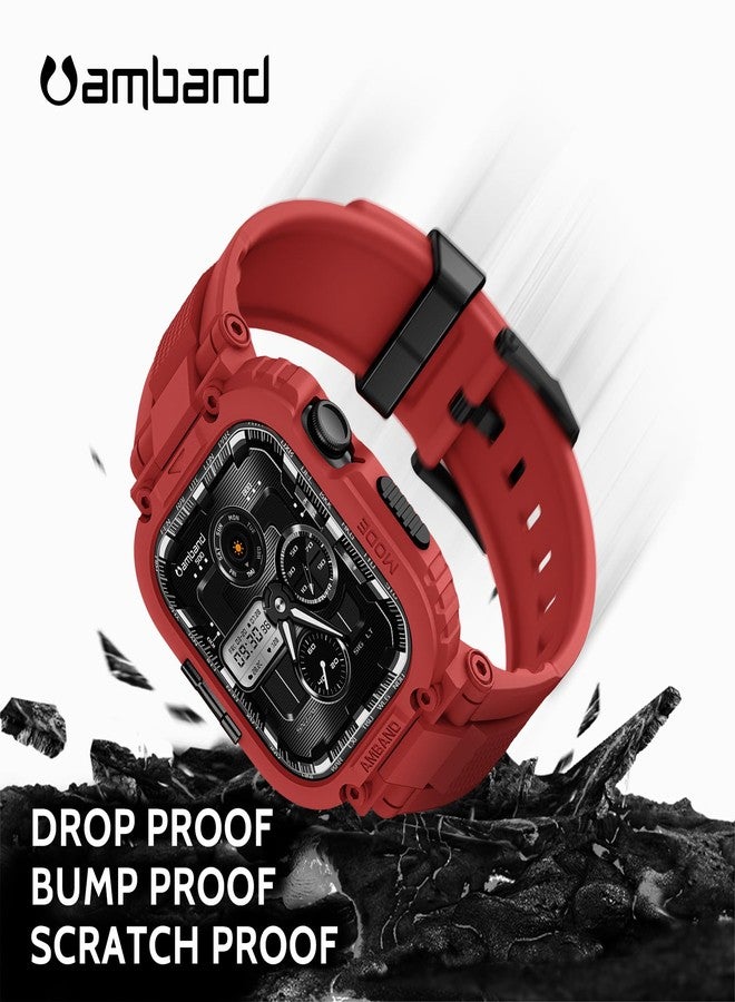 امباند أساور amBand متوافقة مع ساعات Apple Watch 9/8/7/SE (3/2/1)/6/5/4 بمقاس 45 مم/44 مم، غطاء حماية متين من سلسلة M1 Sport لساعات iWatch SE3/SE2/6/SE/5/4/3 بمقاس 44 مم و42 مم - لون أحمر مارسي - Image 3