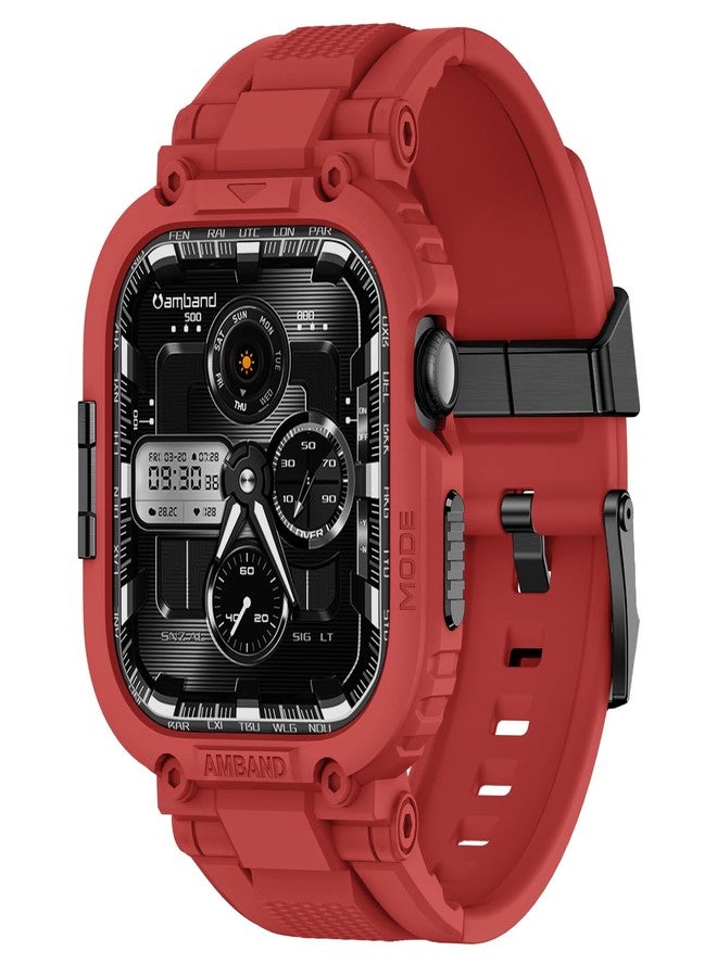 امباند أساور amBand متوافقة مع ساعات Apple Watch 9/8/7/SE (3/2/1)/6/5/4 بمقاس 45 مم/44 مم، غطاء حماية متين من سلسلة M1 Sport لساعات iWatch SE3/SE2/6/SE/5/4/3 بمقاس 44 مم و42 مم - لون أحمر مارسي - Image 1