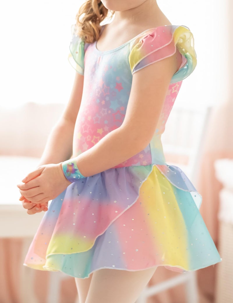 Arshiner Girls,Little Kid, Ruffle Sleeve Ballet Dance Dress Tutu Skirted Leotard - Image 4