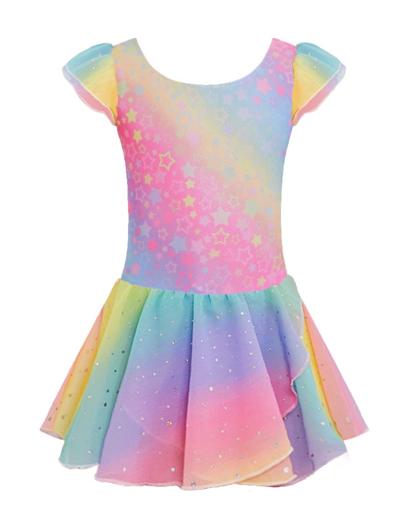 Arshiner Girls,Little Kid, Ruffle Sleeve Ballet Dance Dress Tutu Skirted Leotard - Image 5