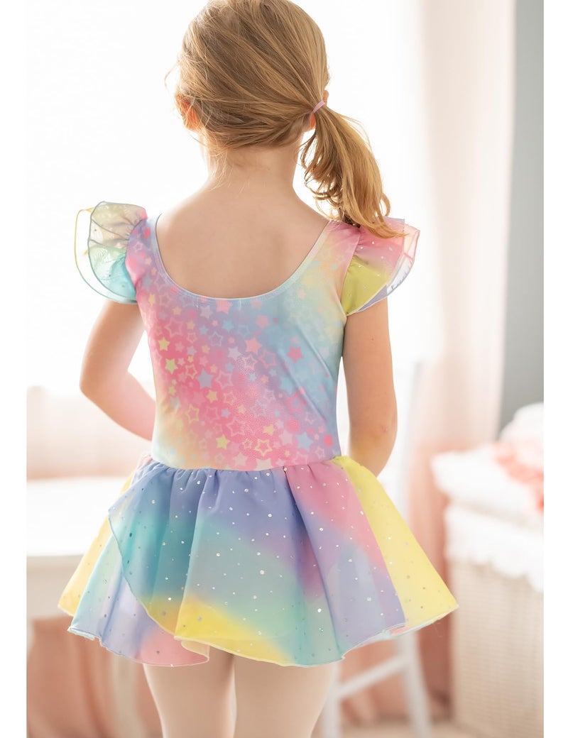 Arshiner Girls,Little Kid, Ruffle Sleeve Ballet Dance Dress Tutu Skirted Leotard - Image 3