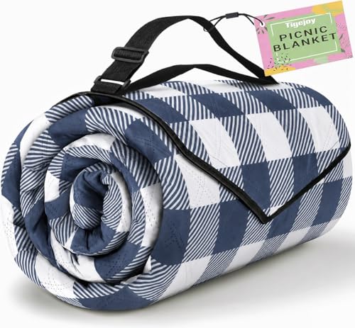 TigeJoy Extra Large Picnic Blanket Waterproof Foldable 80x80 Outdoor Picnic Mat Beach Blanket Sandproof for Park Grass Travel Hiking Camping Essentials Gingham Picnic Blanket - Image 1