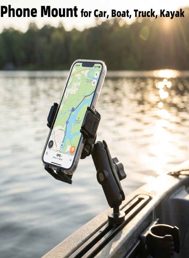 FPN Kayak Phone Holder with Vibration Dampener [Camera Friendly] [1s Lock & Release] [1" Track Ball Base & Aluminum Medium Arm], 360°Adjustable Phone Mount Fits 4.7-7.2" Smartphones - Image 2
