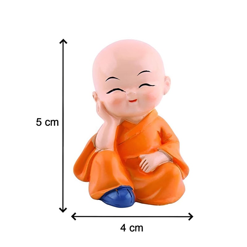 Oblivion Buddha Monk Figurines Set 4Pc – Multicolour Polyresin Decorative Statues for Home Decor, Indoor/Outdoor Garden, Car Dashboard, Wall Shelf, Office Table, Spiritual Yard Art & Unique Gift Items - Image 3
