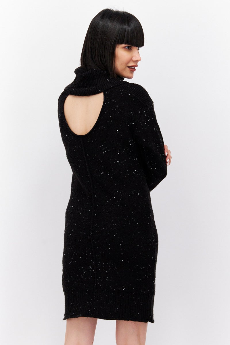 Black Tape Women Knitted Mini Dress, Black - Image 3