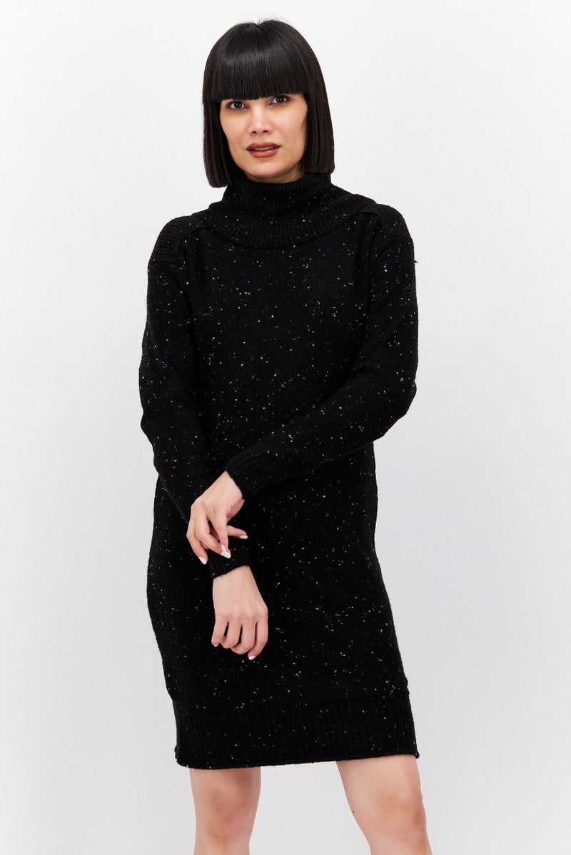 Black Tape Women Knitted Mini Dress, Black - Image 1
