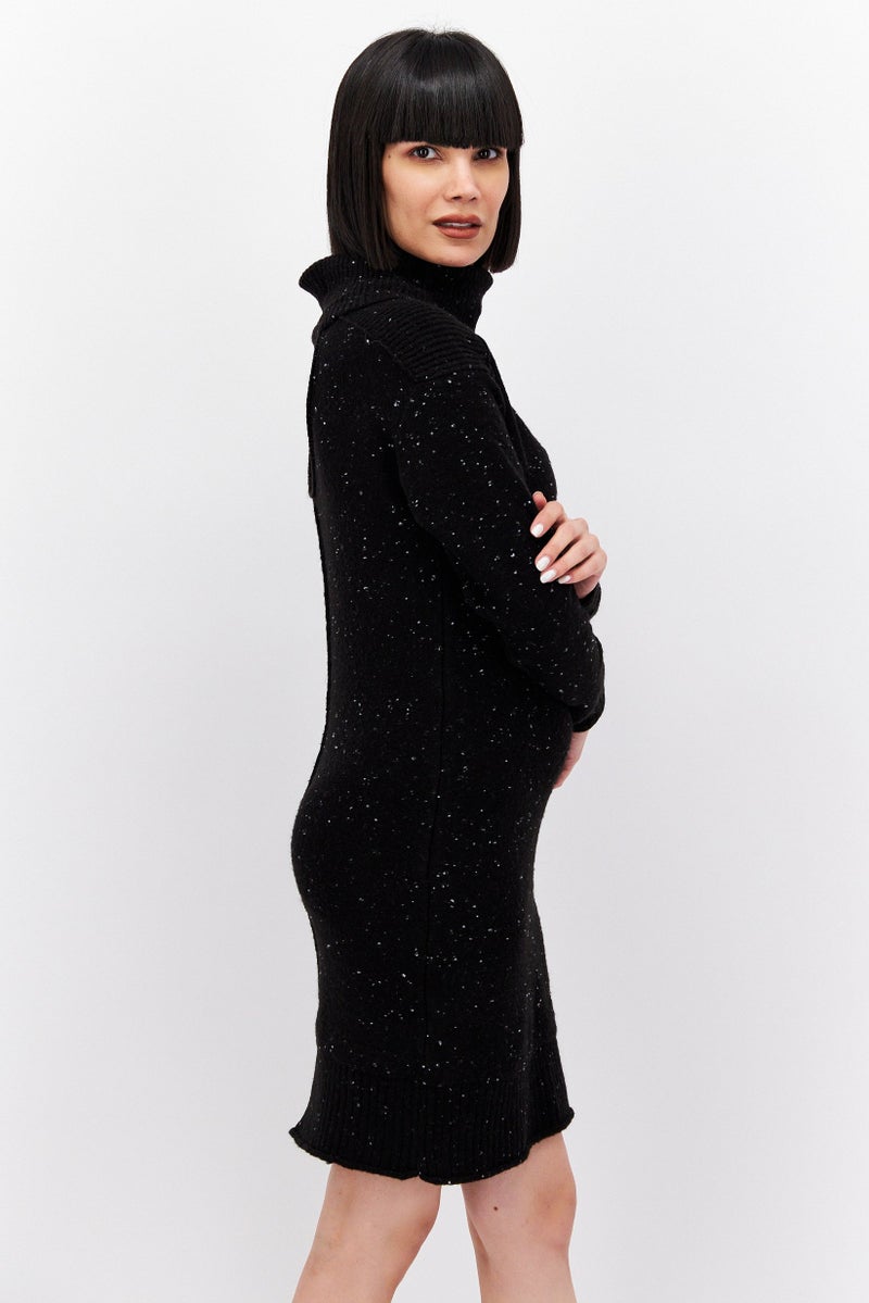 Black Tape Women Knitted Mini Dress, Black - Image 2