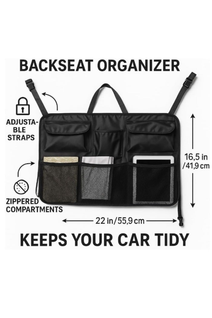 SUV Trunk Organizer – Heavy-Duty Waterproof Backseat & Cargo Storage with Multiple Pockets, Adjustable Straps, and Mesh Compartments – Universal Fit for Cars, SUVs, and Trucks - Image 4