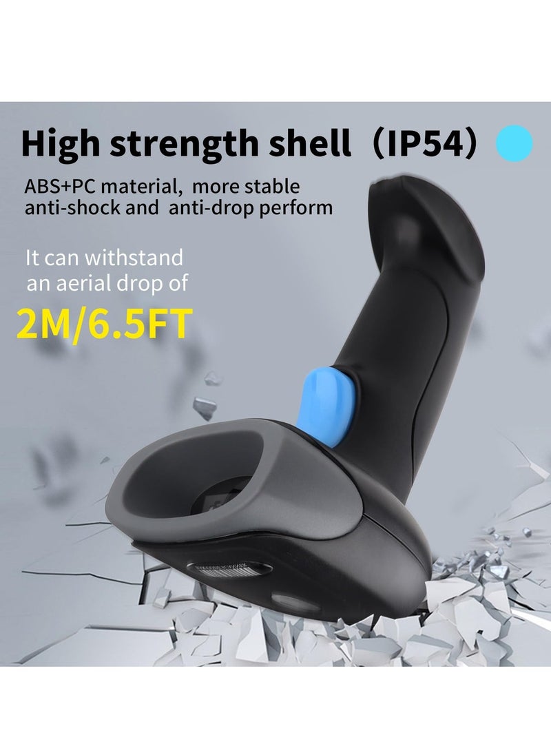 Wireless Barcode Scanner 1D 2D QR Code Scanner Handheld Laser Bar Code Reader 3 in 1 with Bluetooth 2.4G Wireless and USB Wired 100m Transmission Distance Shock Dust Proof Hands Free - Image 4