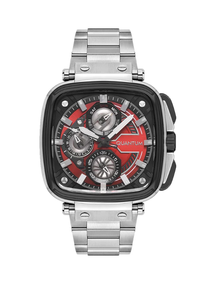 Quantum Men's Multifunction Display Watch With Silver Metal Strap - PWG1092.380