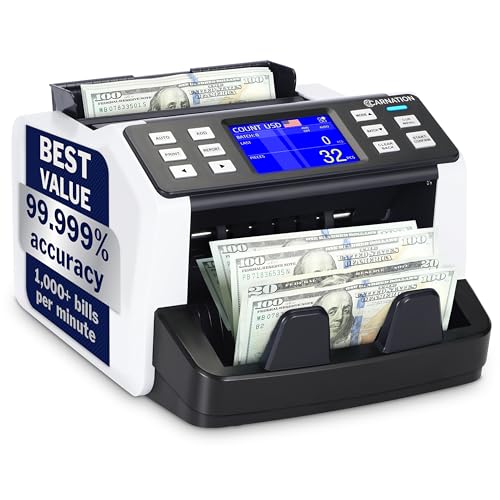 Carnation CN5 Money Counter Machine Mixed Denomination Value Counting UV/MG/IR/DD Counterfeit Detection, USD, EUR, MXN, GBP and CAD Business Money Counter - Image 1