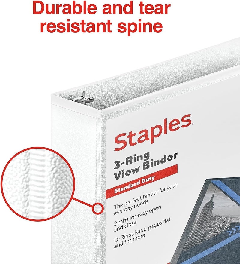 Staples 3-Ring Binder, 1.5 Inch D-Ring Organizer for Home, Office, School, Holds up to 350-Sheets, White - Image 4