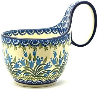 Ceramika Artystyczna Polish Pottery Loop Handle Bowl  Blue Bells  - Image 1