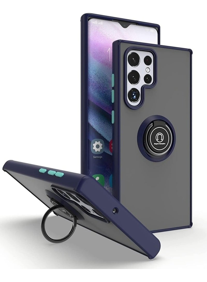 غطاء بمسند حلقي معدني قابل للدوران لهاتف Samsung Galaxy S25 Ultra، مضاد للصدمات، بلمسة نهائية غير لامعة، جراب خلفي صلب مضاد لبصمات الأصابع، غطاء مغناطيسي للسيارة لهاتف Galaxy S25 Ultra - Image 1