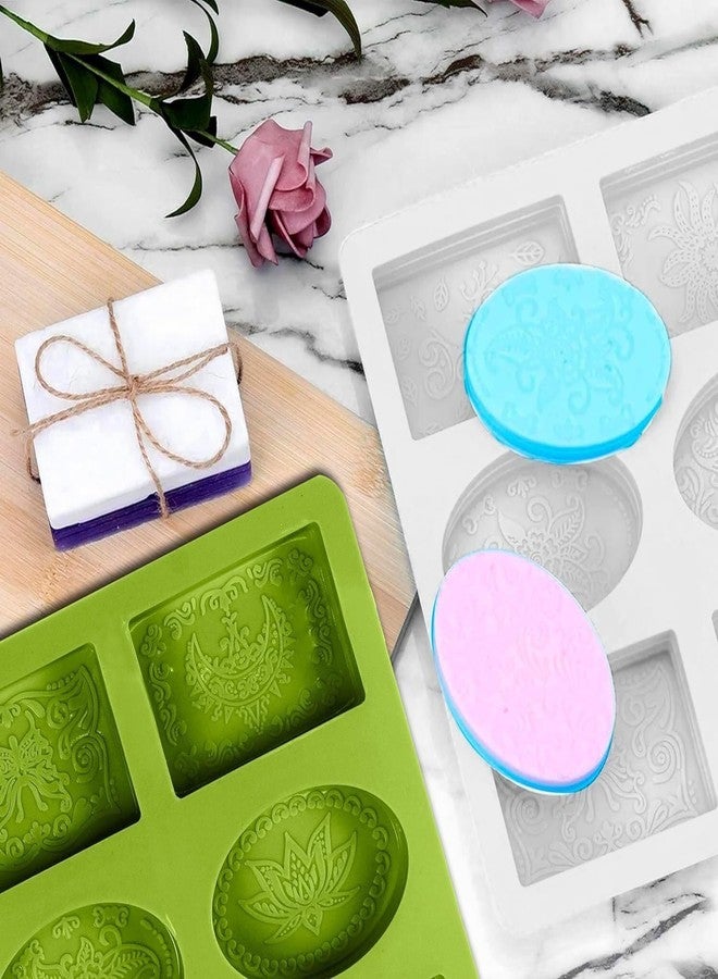 KITCHOOK Silicone Chocolate Mould Desing Embossing Soap Mold (6 Patterns Rectangle & Oval Shape) (Pack of 1) AJ 081 - Image 3