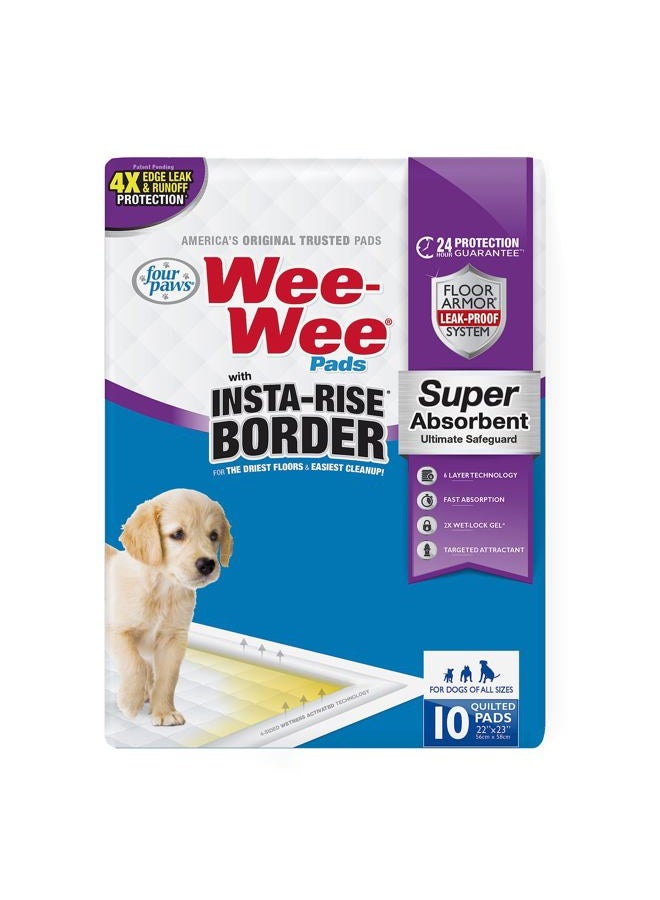 four paws Wee-Wee Super Absorbent Dog Pee Pads with Insta-Rise® Border Insta-Rise Border 10 Count - Image 1