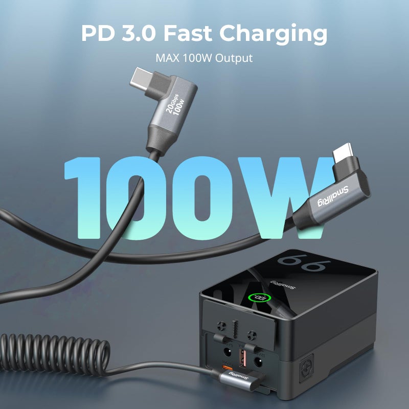 SMALLRIG USB C to USB C Coiled Data Cable (Angled to Angled), 90 Degree Type C Cable 20Gbps High Speed Data Transfer, Support PD 100W Fast Charging, for iPhone, Laptops and Cameras etc. - 4793 - Image 3