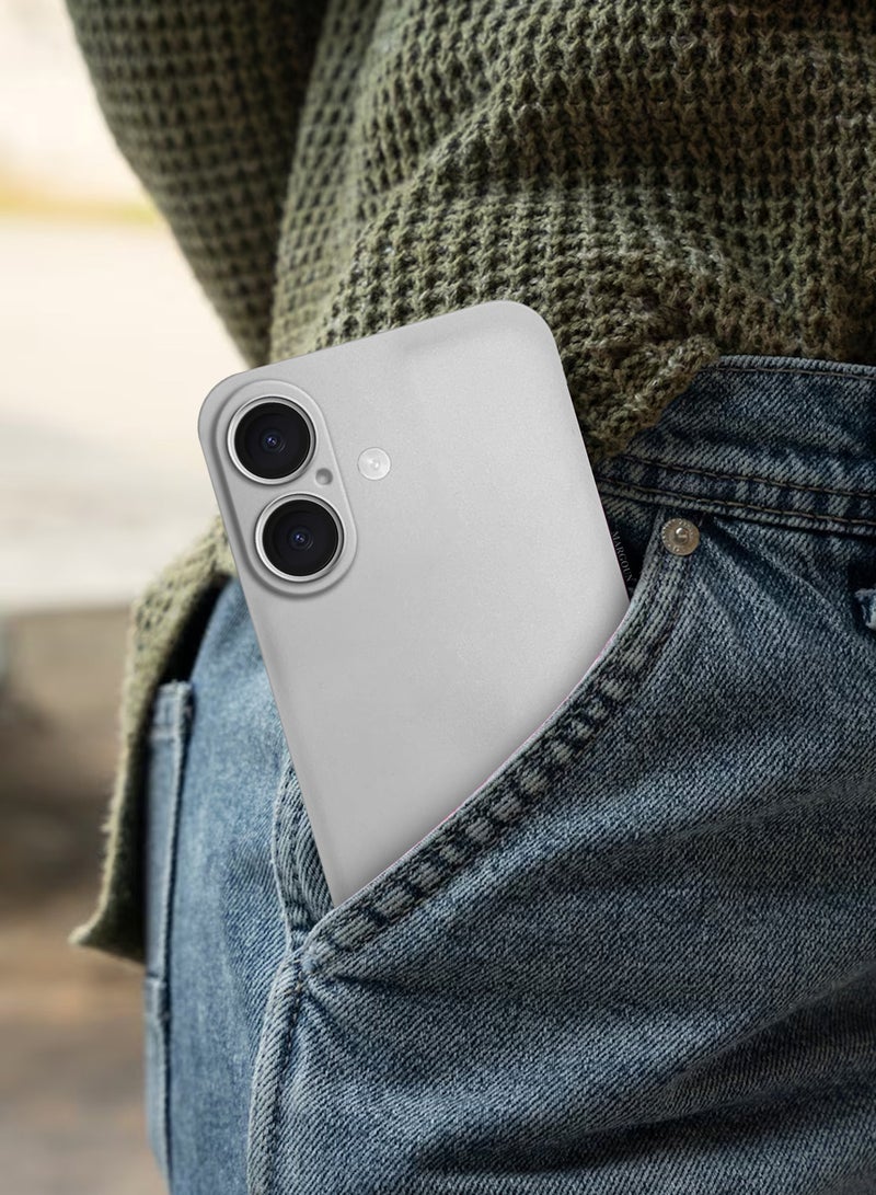 CATANES Thin Case for iPhone 16 , Back Cover Sturdy Durable Ultra-Thin Case Drop Protection Cover Clear - Light Grey - Image 5