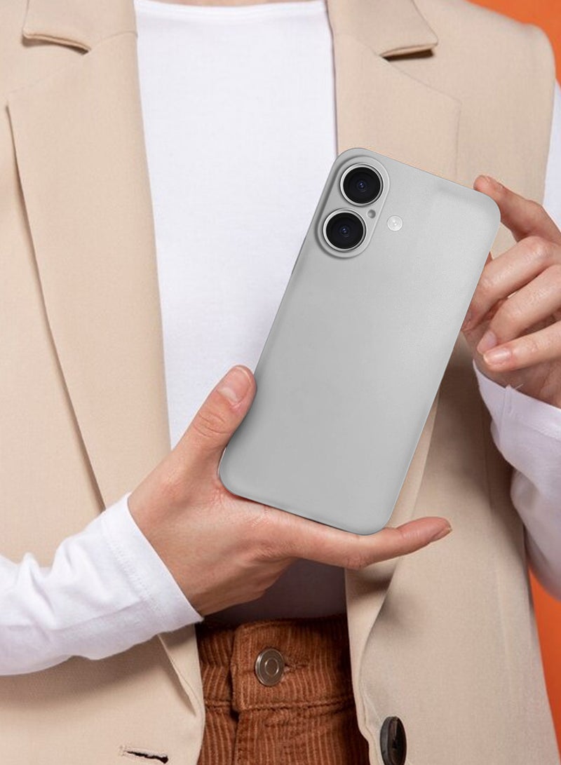 CATANES Thin Case for iPhone 16 , Back Cover Sturdy Durable Ultra-Thin Case Drop Protection Cover Clear - Light Grey - Image 4