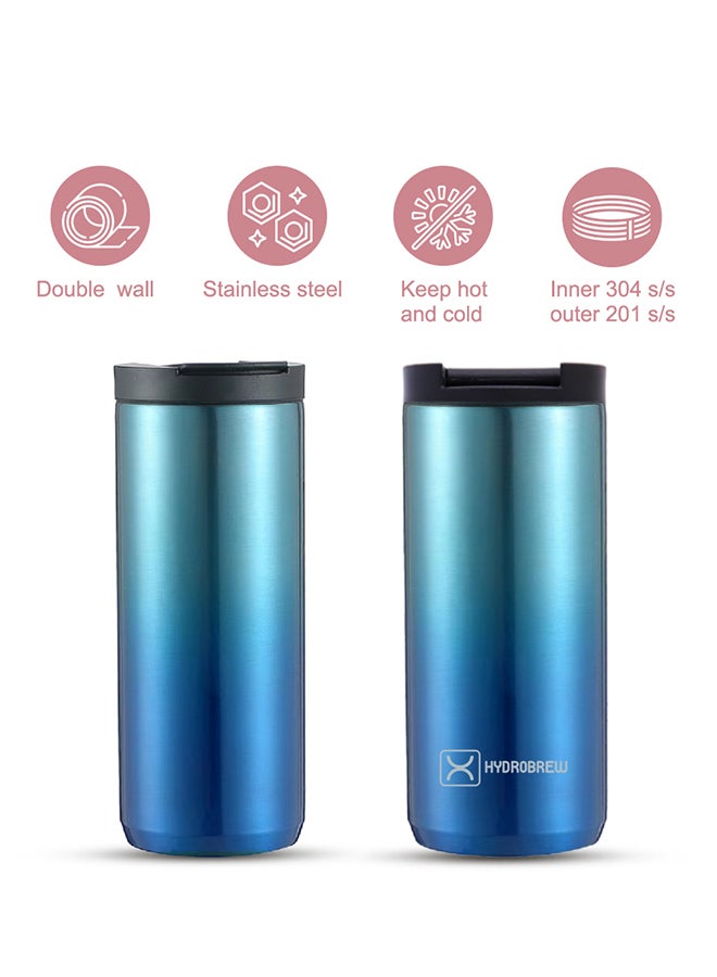 HYDROBREW Double Wall Insulated Tumbler Water Bottle, Blue, 400 ML - Image 4