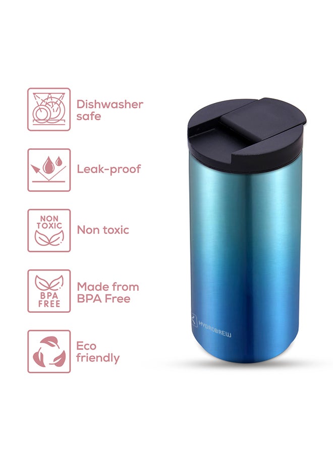 HYDROBREW Double Wall Insulated Tumbler Water Bottle, Blue, 400 ML - Image 3