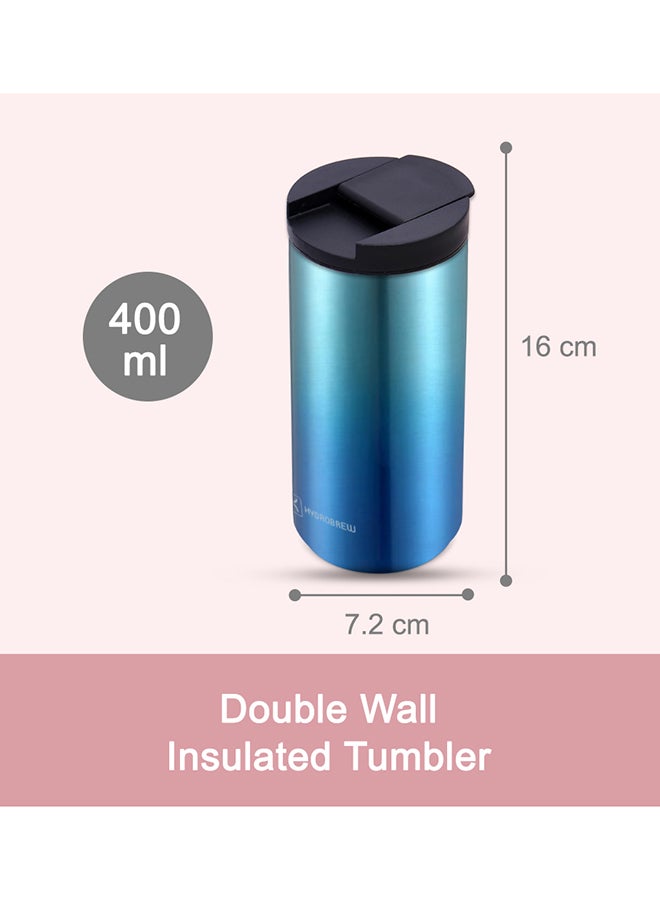 HYDROBREW Double Wall Insulated Tumbler Water Bottle, Blue, 400 ML - Image 5