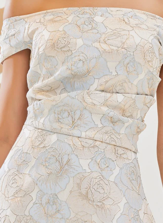 Styli Off-Shoulder Floral Dress