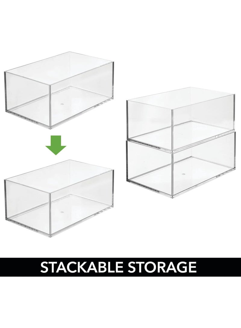 Eworld Set of 3 Clear Stackable Plastic Storage Containers, Perfect for Cabinets, Drawers, Desks, and Workspace Organization, Keep Pens, Pencils, Highlighters, and Notebooks Neatly Sorted.  - Image 3