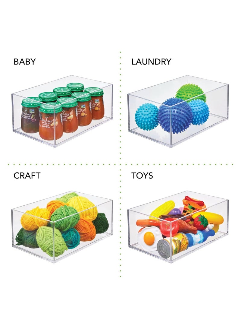 Eworld Set of 3 Clear Stackable Plastic Storage Containers, Perfect for Cabinets, Drawers, Desks, and Workspace Organization, Keep Pens, Pencils, Highlighters, and Notebooks Neatly Sorted.  - Image 4