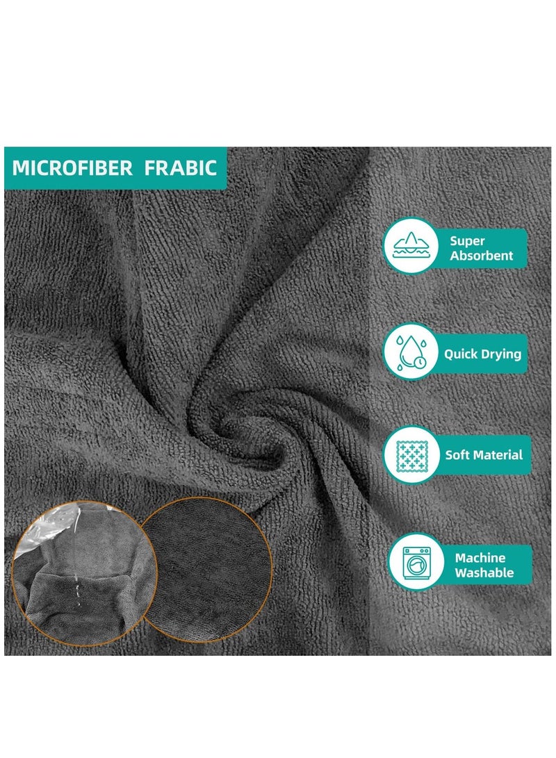 تجفيف الملابس الكلب منشفة حمام ستوكات المواد تجفيف سريع سوبر ماص الكلب رداء حمام قابل للتعديل ذوي الياقات البيضاء والخصر الحيوانات الأليفة تجفيف سريع امتصاص الرطوبة ( رمادي م ) - Image 4