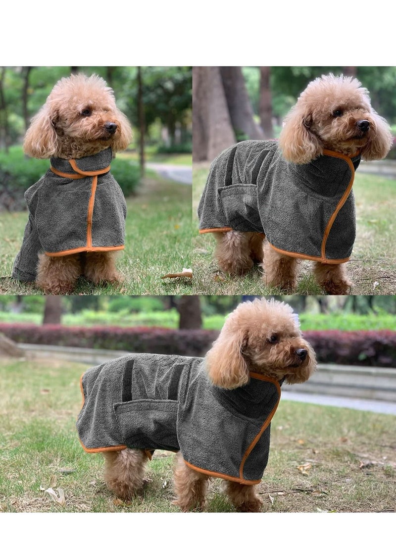 تجفيف الملابس الكلب منشفة حمام ستوكات المواد تجفيف سريع سوبر ماص الكلب رداء حمام قابل للتعديل ذوي الياقات البيضاء والخصر الحيوانات الأليفة تجفيف سريع امتصاص الرطوبة ( رمادي م ) - Image 5