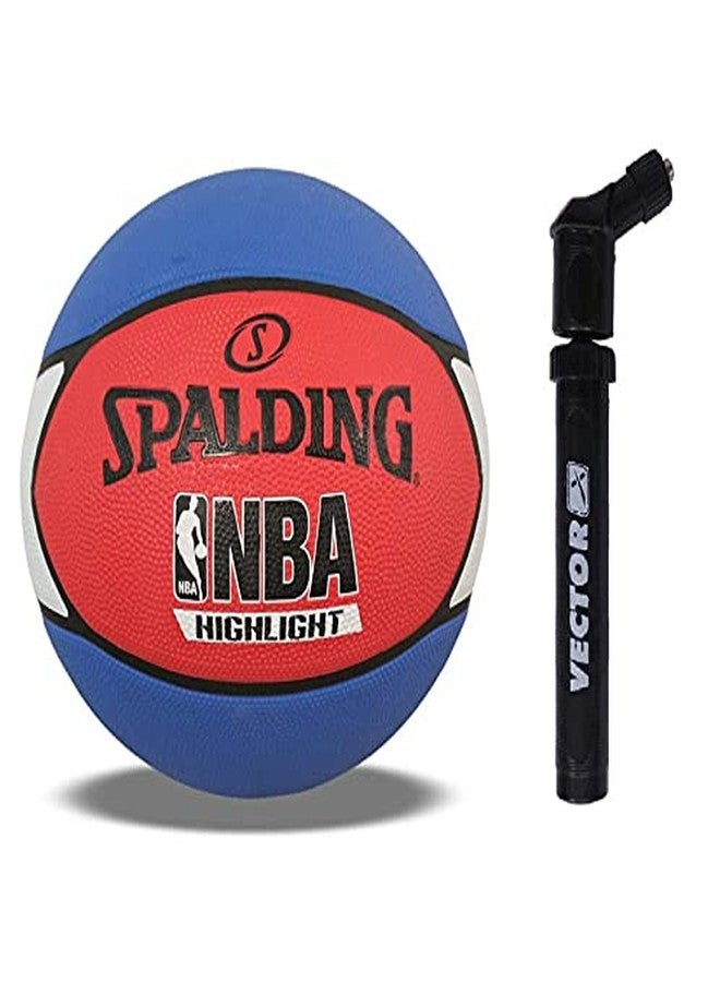 Spalding Basketball Without Pump Highlight Basketball NBA Basketball Size 7 Basketball for Men Full Size Adult Basketballs (Multicolor with Pump) - Image 1