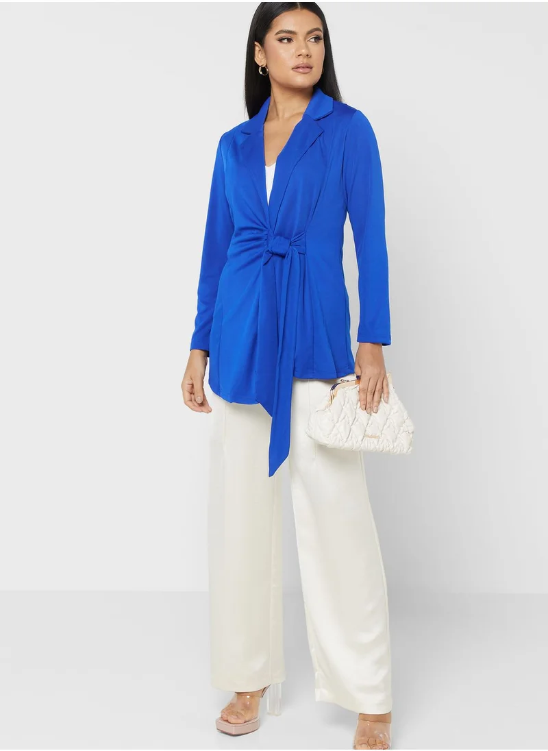 ELLA Longline Blazer With Tie Waist Detail