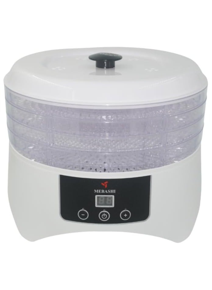 ميباشي مجفف الطعام MEBASHI، 4 صواني، أبيض، مؤقت 12 ساعة، شاشة LED (400 واط) (ME-FOD8001)  - Image 1