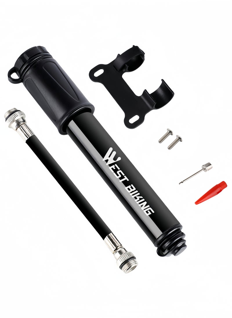 WEST BIKING High Pressure 100PSI Bicycle Pump Accessory Kit, Basketball Pump, US/French Nozzle Convertible, Lightweight & Pocket Size, Portable Pump with Hose 128-198 CM  - Image 1