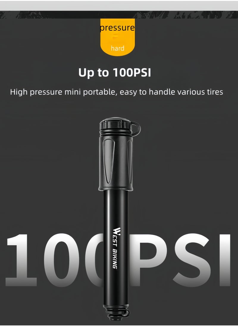 WEST BIKING - High Pressure 100PSI Bicycle Pump Accessory Kit, Basketball Pump, US/French Nozzle Convertible, Lightweight & Pocket Size, Portable Pump with Hose 128-198 CM - Image 1