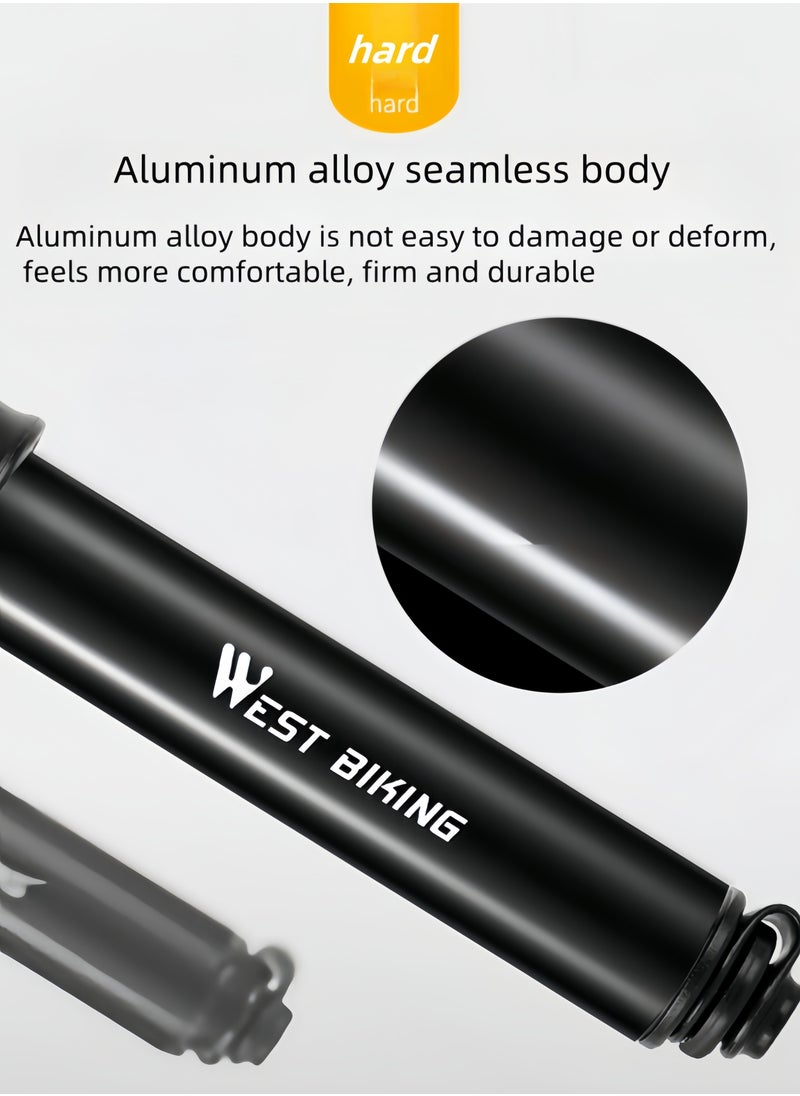 WEST BIKING - High Pressure 100PSI Bicycle Pump Accessory Kit, Basketball Pump, US/French Nozzle Convertible, Lightweight & Pocket Size, Portable Pump with Hose 128-198 CM - Image 1