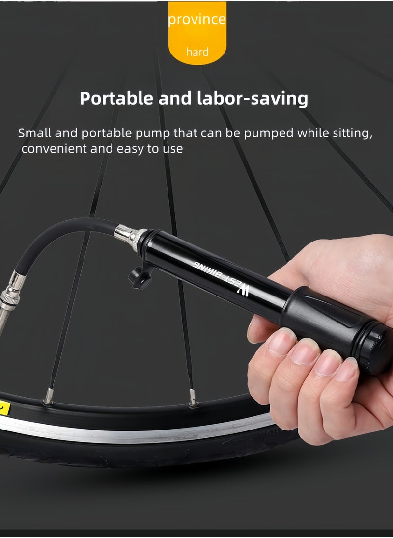 WEST BIKING - High Pressure 100PSI Bicycle Pump Accessory Kit, Basketball Pump, US/French Nozzle Convertible, Lightweight & Pocket Size, Portable Pump with Hose 128-198 CM - Image 1