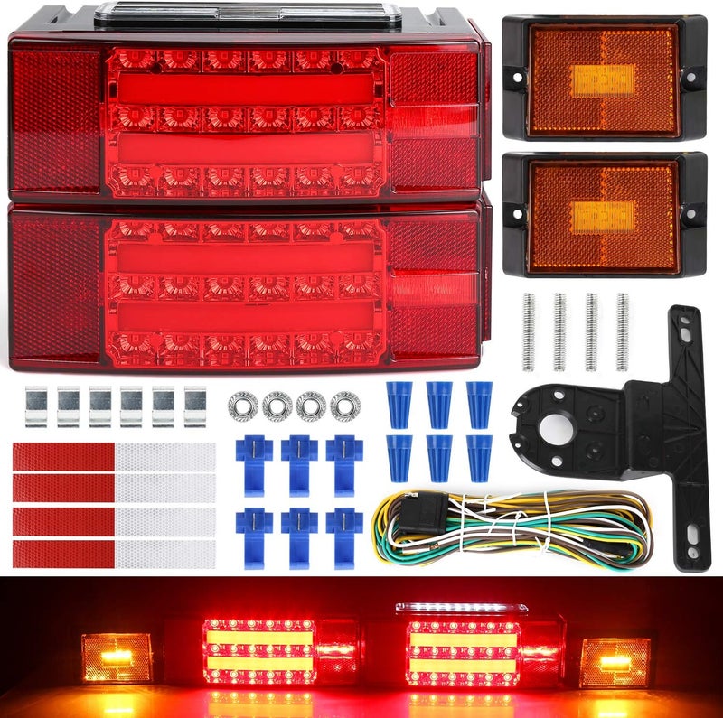 LINKITOM New Submersible LED Trailer Light Kit, Super Bright Brake Stop Turn Tail License Lights for Camper Truck RV Boat Snowmobile Over 80" Inches - Image 1