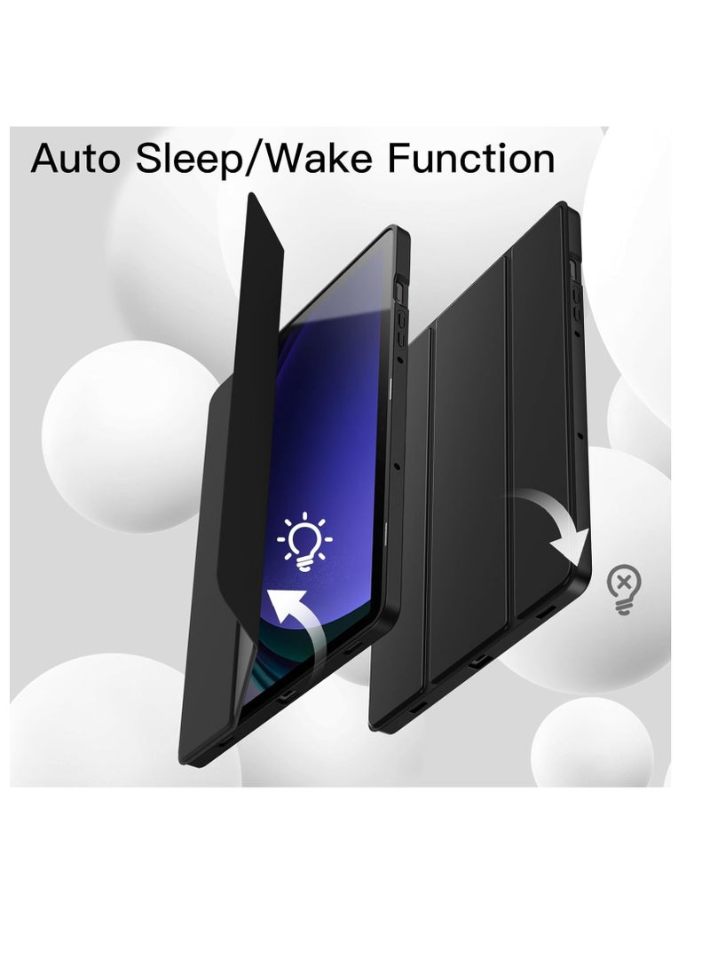 Generic - Samsung Galaxy Tab A9+/ A9 Plus Case 11 inch 2023 (SM-X210/X216/X218) Case with Pen Holder, Soft TPU Back Trifold Stand Protective Smart Cover Flip, Auto Wake&Sleep (Black) - Image 1