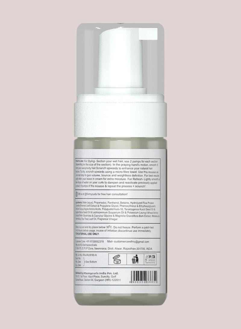 Fix My Curls Weightless Whip Volumizing Mousse | 100ML | Enriched with Rice Protein for Hair Growth, & Apple Cider Vinegar | For Wavy, Curly, Frizzy Hair | Curl Enhancing | Silicone & Alcohol Free  - Image 2