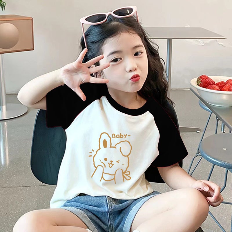 A2061 # Children'S Clothing Short-Sleeve T-Shirt Kidsren Byba Print Summer 100% Cotton Raglan Sleeve Top Cartoon Print - Image 4