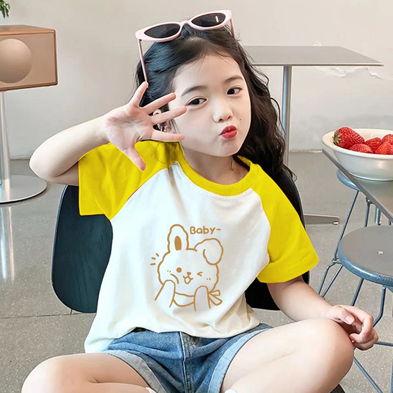 A2061 # Children'S Clothing Short-Sleeve T-Shirt Kidsren Byba Print Summer 100% Cotton Raglan Sleeve Top Cartoon Print - Image 2