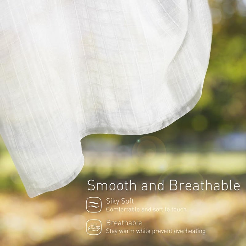 Knirose Premium Soft Muslin Cotton Newborn Baby Swaddle Blanket Unisex Swaddle Wrap Silky Swaddle Blankets Neutral Receiving Blanket for Newborn Boys and Girls Large 47 x 47 inches(120x120cm) (White) - Image 4