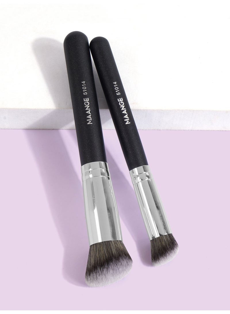 مانجي فرشاة ماكياج 2 جهاز كمبيوتر شخصى فرشاة ماكياج مجموعة لفرشاة المخفي الأساس ، فرشاة ماكياج عالية الجودة ، أسود - Image 3