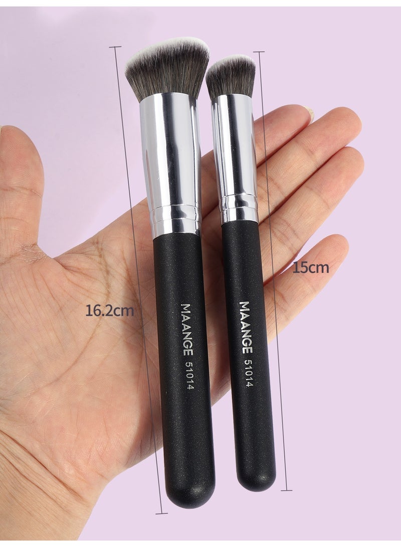 مانجي فرشاة ماكياج 2 جهاز كمبيوتر شخصى فرشاة ماكياج مجموعة لفرشاة المخفي الأساس ، فرشاة ماكياج عالية الجودة ، أسود - Image 2